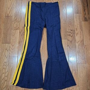 Urban Outfitters Navy Flared Pants with Yellow Stripes